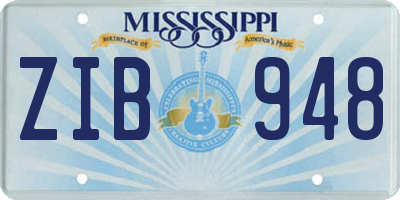 MS license plate ZIB948