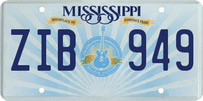 MS license plate ZIB949
