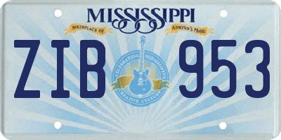 MS license plate ZIB953