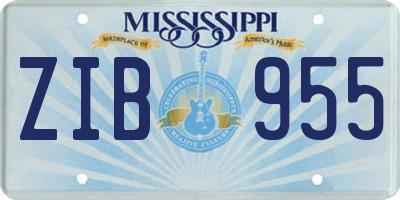 MS license plate ZIB955