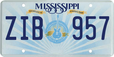 MS license plate ZIB957