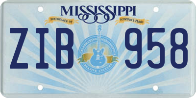 MS license plate ZIB958