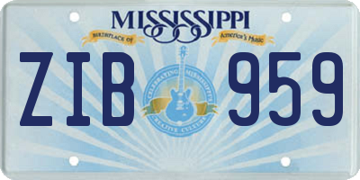 MS license plate ZIB959