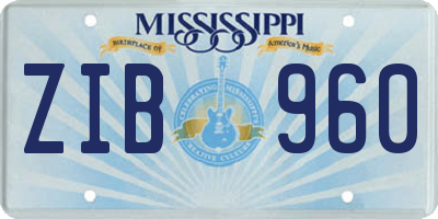 MS license plate ZIB960
