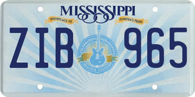 MS license plate ZIB965