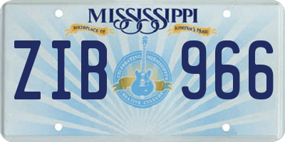 MS license plate ZIB966