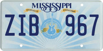 MS license plate ZIB967