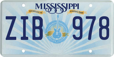 MS license plate ZIB978