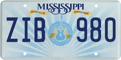 MS license plate ZIB980