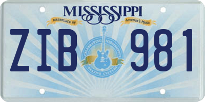 MS license plate ZIB981