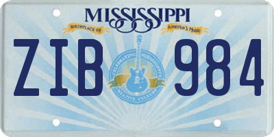 MS license plate ZIB984