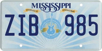 MS license plate ZIB985