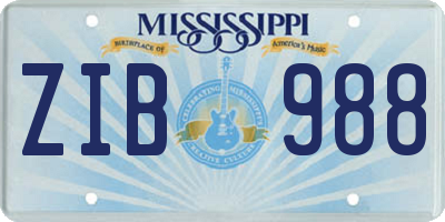MS license plate ZIB988