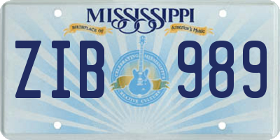 MS license plate ZIB989