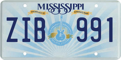 MS license plate ZIB991