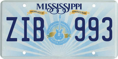 MS license plate ZIB993