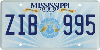 MS license plate ZIB995