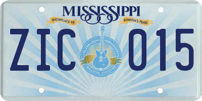 MS license plate ZIC015