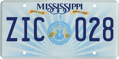 MS license plate ZIC028