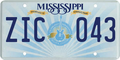 MS license plate ZIC043