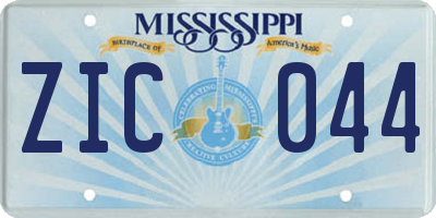 MS license plate ZIC044