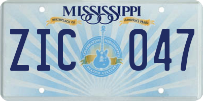 MS license plate ZIC047