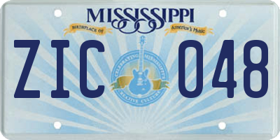 MS license plate ZIC048