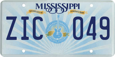 MS license plate ZIC049