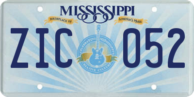 MS license plate ZIC052