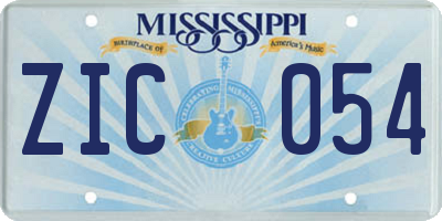 MS license plate ZIC054