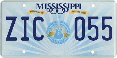 MS license plate ZIC055