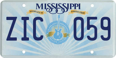MS license plate ZIC059