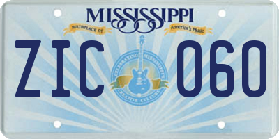 MS license plate ZIC060