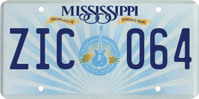 MS license plate ZIC064