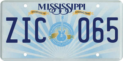 MS license plate ZIC065