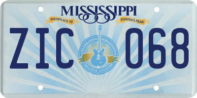 MS license plate ZIC068