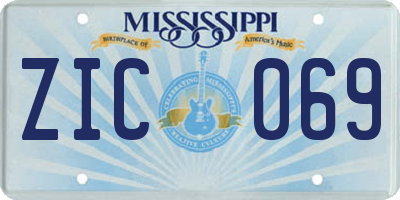 MS license plate ZIC069