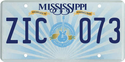 MS license plate ZIC073