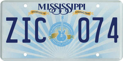 MS license plate ZIC074