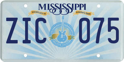 MS license plate ZIC075