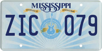 MS license plate ZIC079