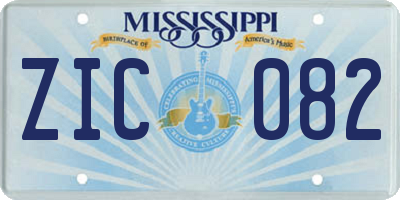 MS license plate ZIC082