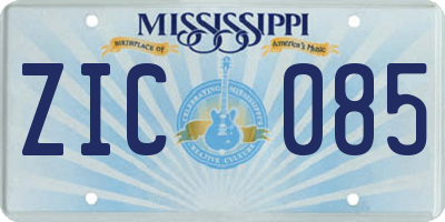 MS license plate ZIC085