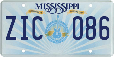 MS license plate ZIC086