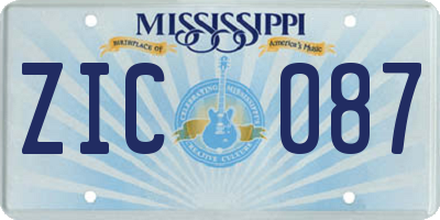 MS license plate ZIC087