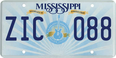 MS license plate ZIC088
