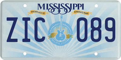 MS license plate ZIC089