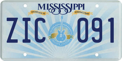 MS license plate ZIC091