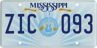 MS license plate ZIC093