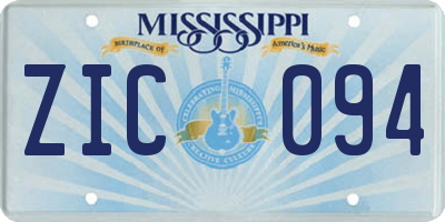 MS license plate ZIC094